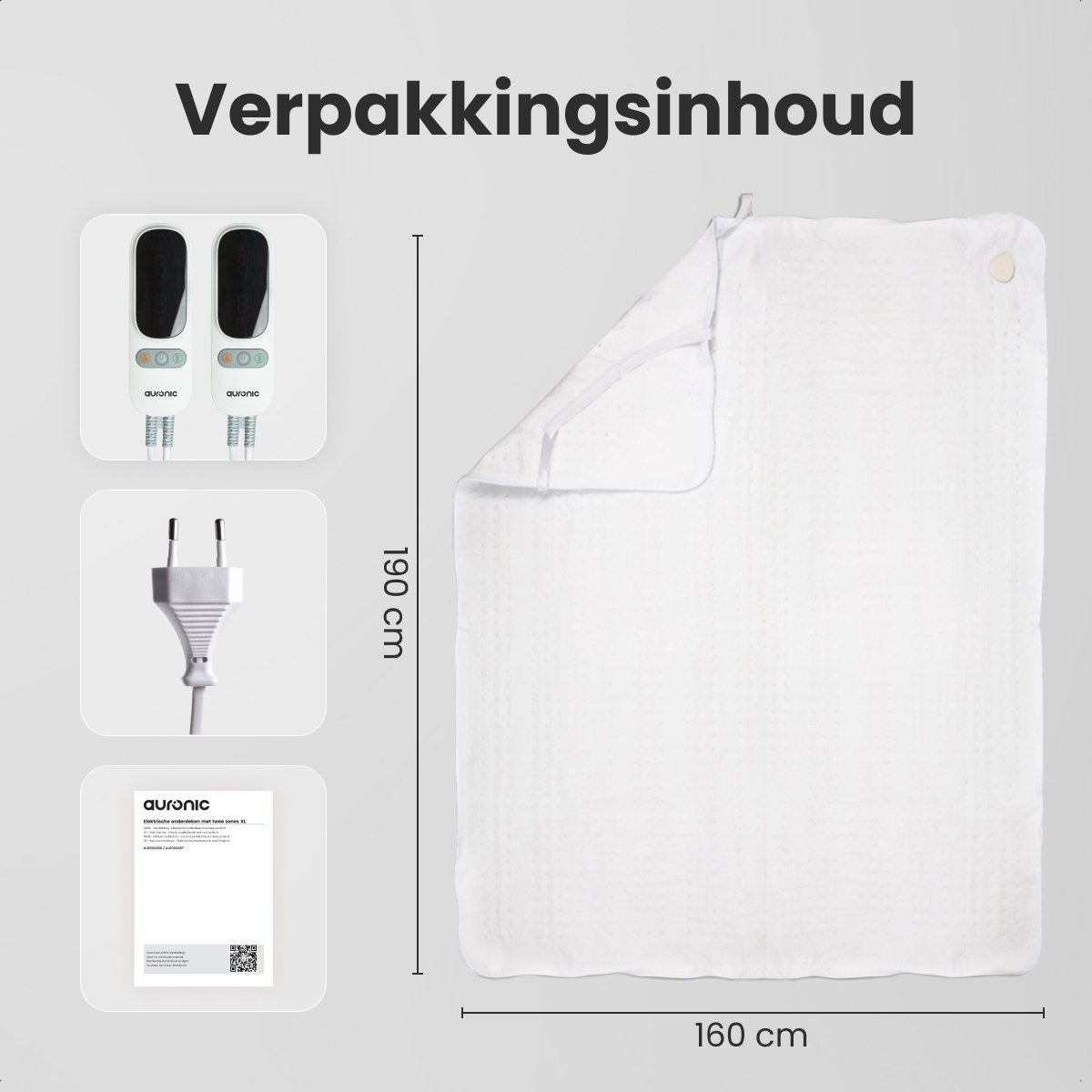 Auronic Elektrische Onderdeken XL - 190x160cm - 2 Persoons - Verwarmingsdeken - 2 Warmtezones - Wit — cadeau in Cadeau-ideeën - foto 7