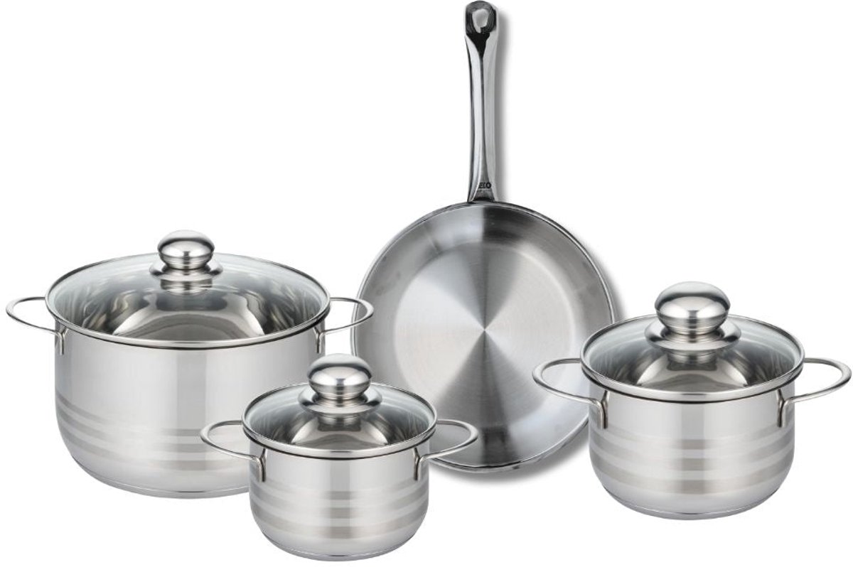 Set van 1 Koekenpan 24 cm en 3 kookpotten 14, 16 en 20 cm Elo Profi Brillant