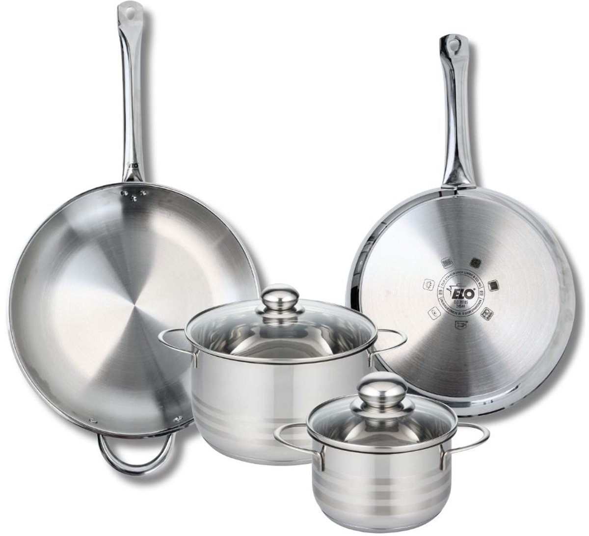 Set van 2 Bakpannen 28 en 32 cm en 2 Kookpotten 16 en 20 cm Elo Profi Brillant
