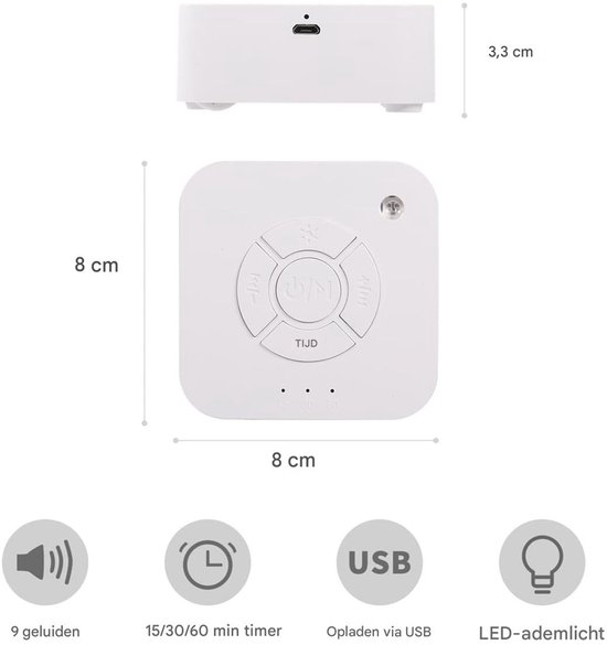 Gsedaox-White Noise Machine-Witte Ruis Machine-Witte Ruis Apparaat-Witte Ruis Slaaptrainer voor Baby-wit — afbeelding 3