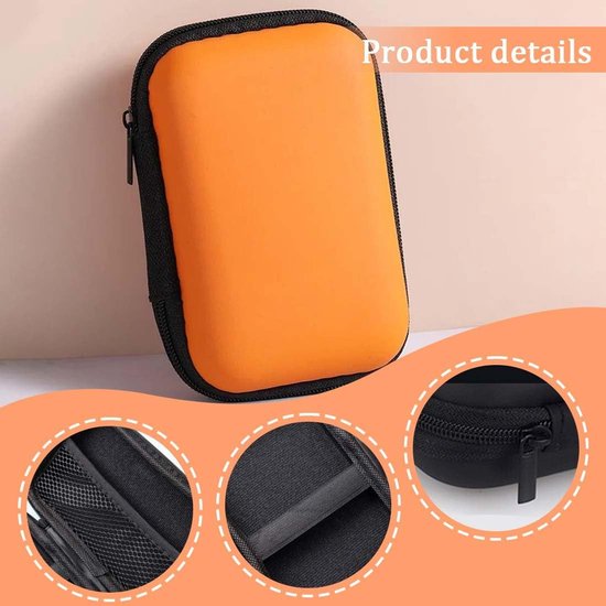 Externe harde schijfbehuizing met harde schijfvak voor 2,5-inch draagbare harde schijf HDD SSD, oranje, binnenverdeler met beschermhoes voor harde schijf van gaas van Merkloos — afbeelding 4