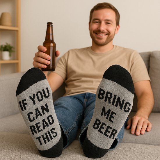 Malinsi® Grappige Sokken Bier - Leuke Huissokken Heren - Gekke Cadeaus Drank - Cadeautjes Volwassenen - Funny Socks - Vrolijke Geschenkset met Tekst en Print - Cadeau voor Mannen Papa Vader - Vaderdag Geschenk Kados - Vaderdagcadeau Verjaardag