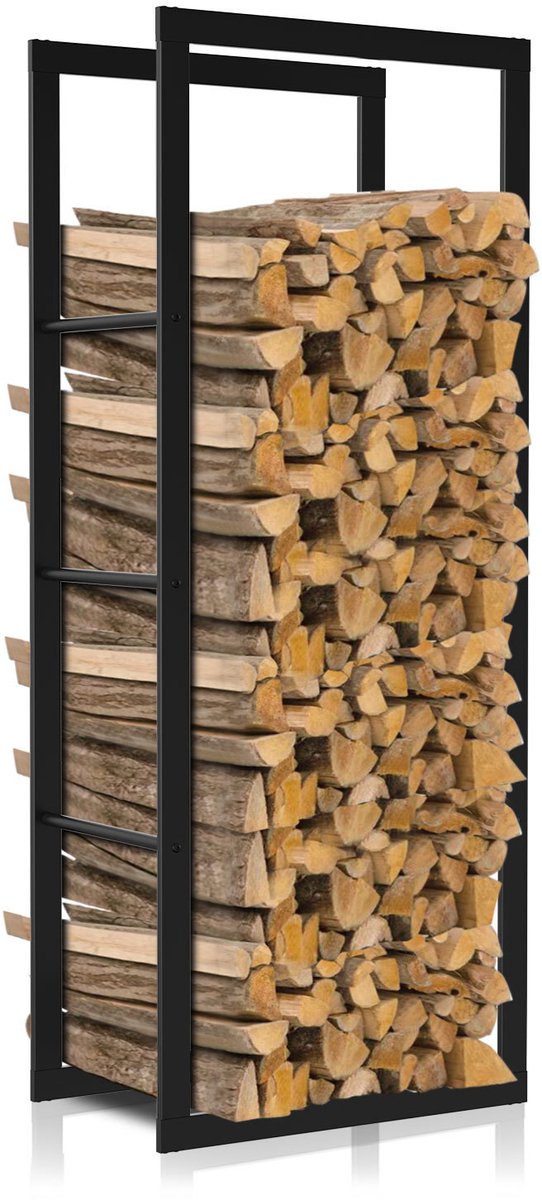 Houtrek buiten Metaal Stabiele Eenvoudige Montage 100 x 40 x 25 cm Zwart