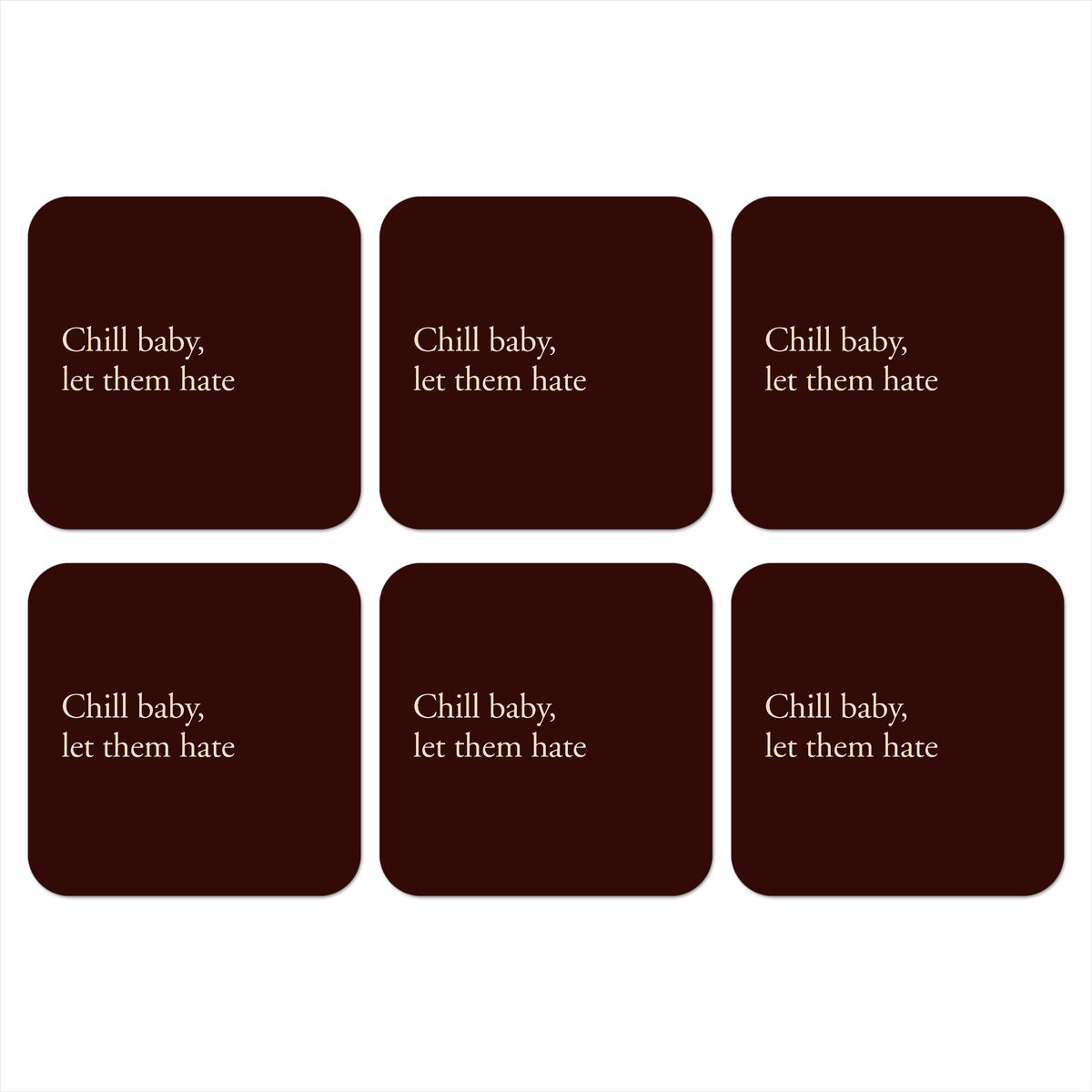 Onderzetters voor glazen - Tekst - Rood - Minimalistisch - 10x10 cm - Glasonderzetters - 6 stuks