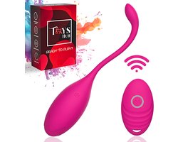 Toys Hub® Vibrerend Ei met Afstandsbediening - Incl. EBOOK - Met Opbergzakje - 10 Vibraties – Waterproof - Vibrator - Vibrators voor Vrouwen & Koppels - Sex Toys voor Vrouwen - Couples