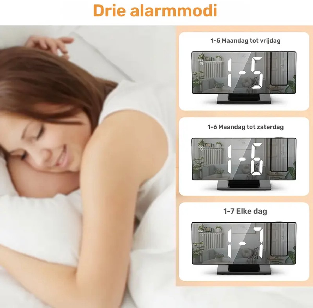 Baldr projectie wekker met constante tijd projector om muur digitale snooze klok temperatuur monitor met oranje achtergrondverlichting - au plug - online kopen? | Korting tot 25