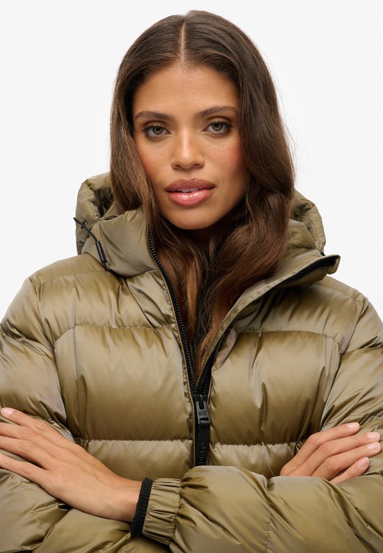 Superdry - Luxe Sports Puffer Jas met Capuchon - Dames - Gewatteerde jassen