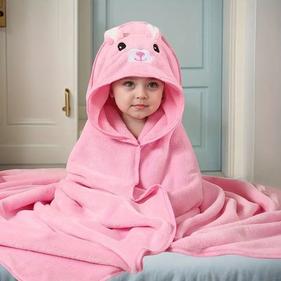 Serviette De Bain à Capuche Pour Bébé - Ultra Douce Et Absorbante - Taille 80x80 Cm - Modèles Animaux (Chat, Chien, Ours, Éléphant)