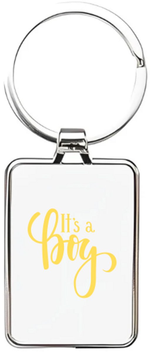 Hacebo® - It's a Boy sleutelhanger rechthoekig - Baby - Kersverse ouders - sleutelhangers - Geboorte kraamcadeau jongen - babyshower - rechthoekige sleutelhanger - 3 x 7.8 CM