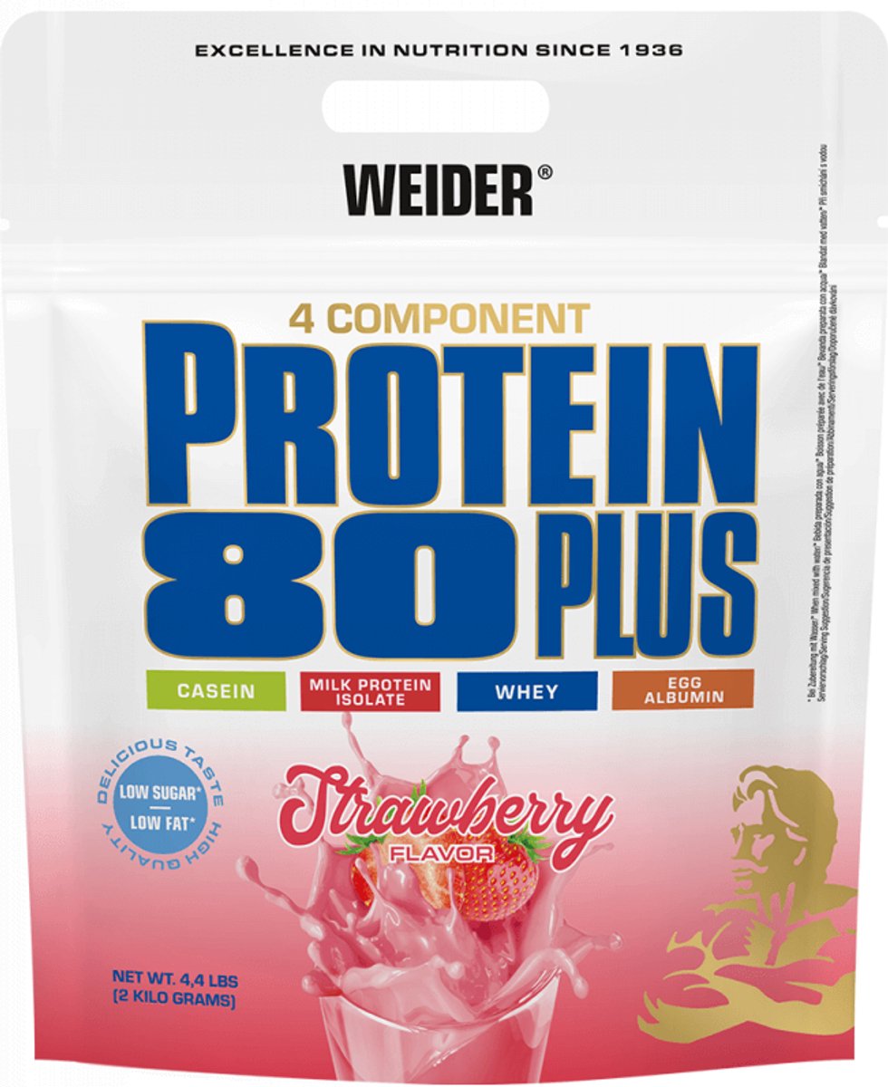 Weider Protein 80 Plus (2000g) Strawberry - Eiwitten - Eiwit Mix