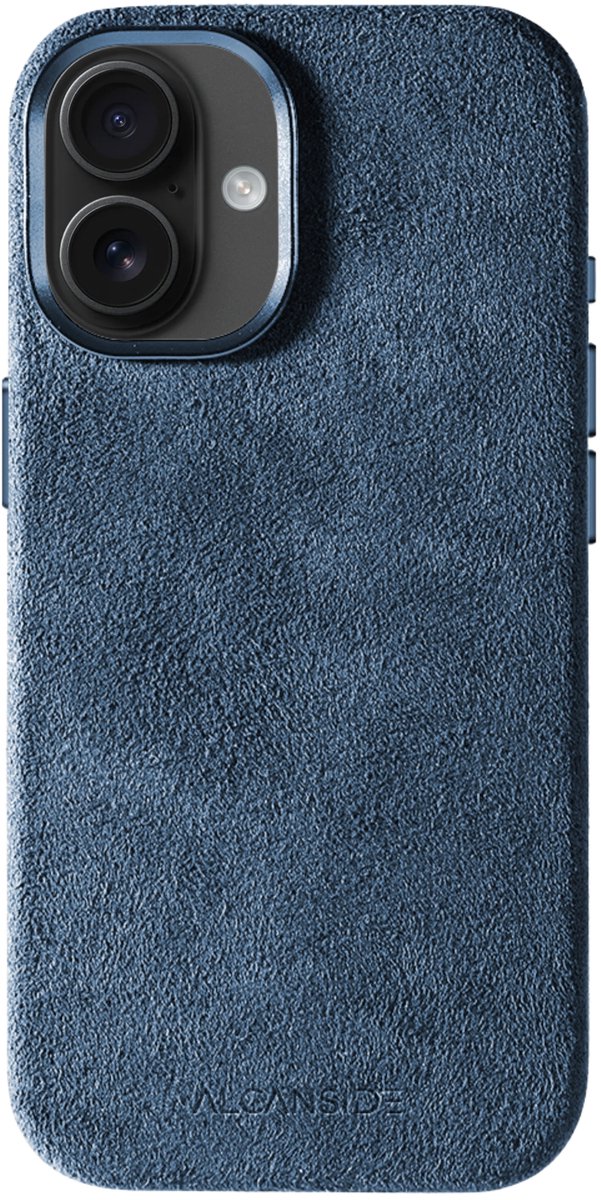 Alcanside Luxe Hoesje geschikt voor Apple iPhone 17 – Magsafe 360° Shock Proof Telefoonhoesje – Premium Alcantara Case – 100% Optimale Bescherming – Ocean Blue