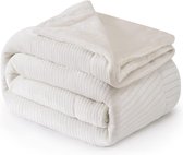 Luxe Fleece deken - Plaid 150x200cm - Triple Layer - Dubbelzijdig Effen Wit