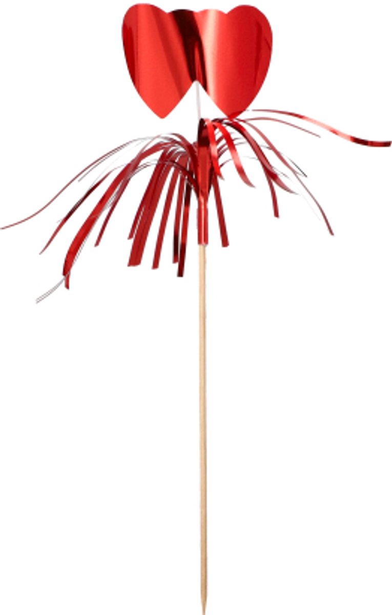 100 Decoprikkers 22 cm rood Amore