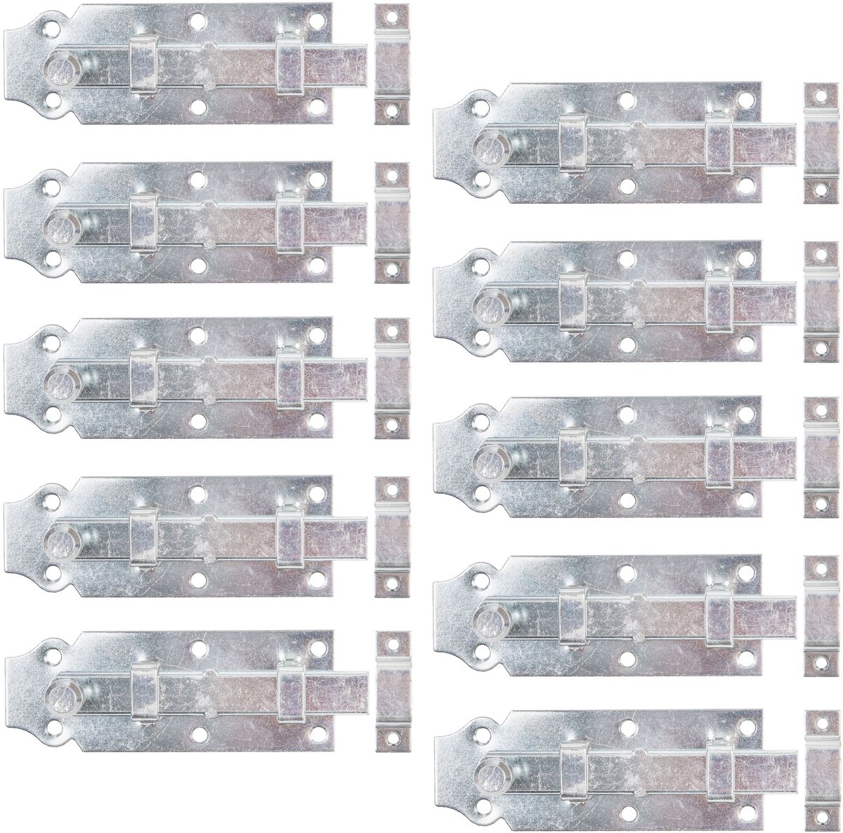 Alberts 823375 Deurgrendel, recht, met knopgreep und befestigter Schlaufe, blauw verzinkt, plaat 120 x 44 mm, set van 10