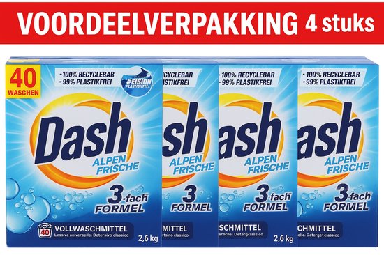 Dash - Wasmiddel - VOORDEELVERPAKKING Waspoeder - Alpen Frische - 4 stuks - 4X40wb/2,6kg