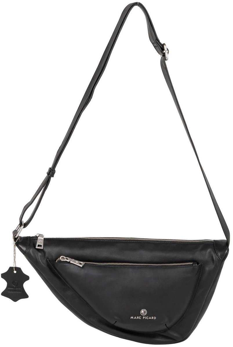 Marc Picard Leren schoudertas Maremma Shoulder Bag Moon Black zwart