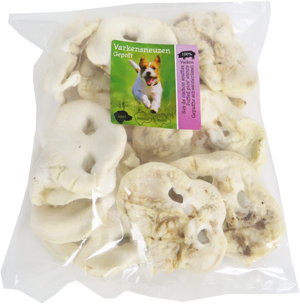 Natuurlijke Hondensnack - Kleine Gepofte Varkensneuzen - Zak a 250 gram