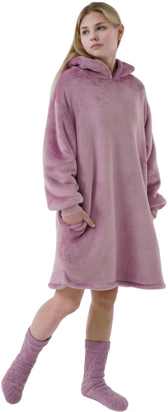 FEM - hoodie 60x90 cm - tienermeisjes - hoodie deken - Dusky Orchid - paars
