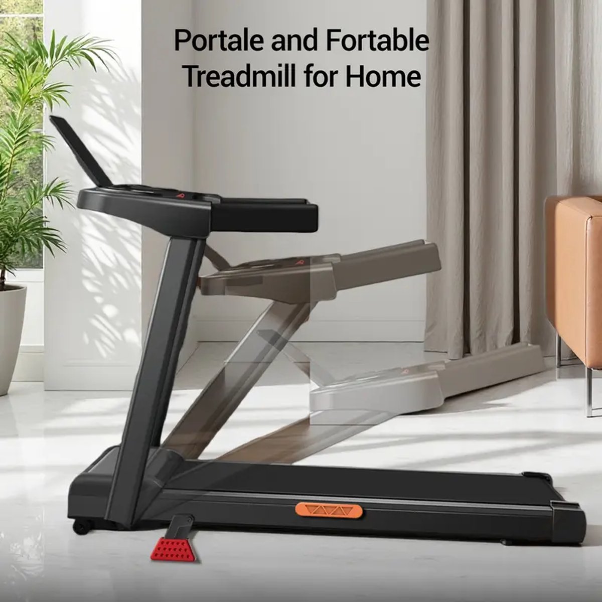 Afbeelding 2 van CITYSPORTS elektrische loopband-opvouwbare loopband voor thuis tot 12 km/u-met LED-display-APP en 360° tablethouder-compact loopkussen voor thuis en op kantoor