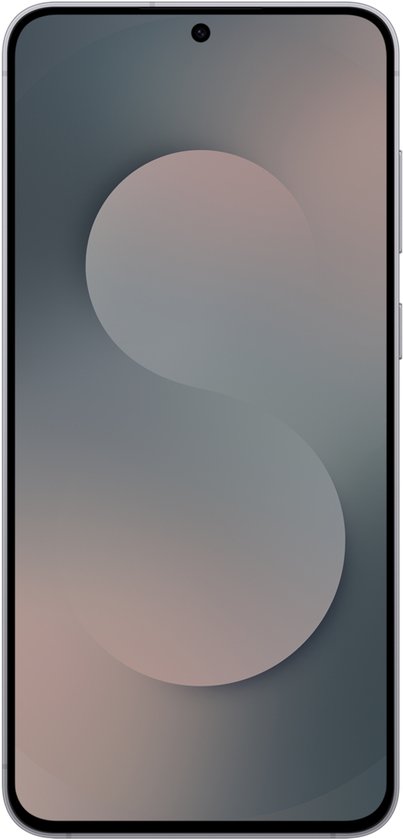 Zwarte smartphone met zilveren rand en een minimalistische display.