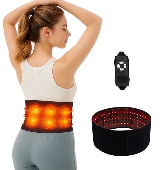 Infraroodtherapie Riem - Infraroodlamp voor Spieren en Gewrichten - Kalmeren en Ontspannen van de Spieren - Red Light Therapy - Melatonine - Rugband Onderrug - Rood Licht Therapie - Rugbrace - 130 x 18 cm - Silvergear