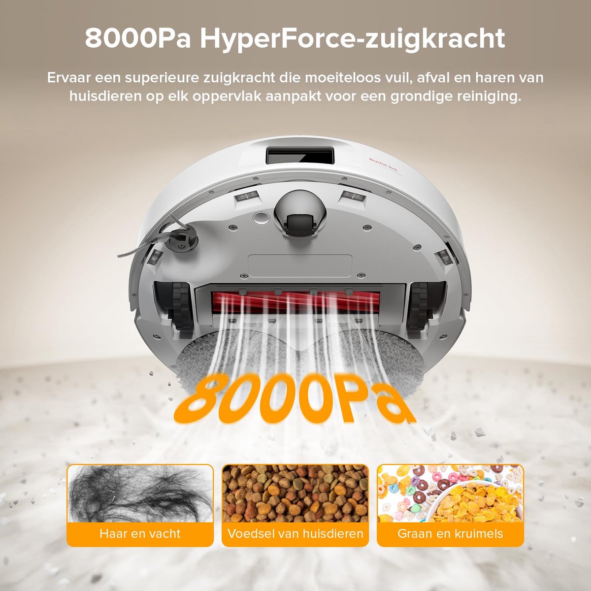 Roborock QV 35A robotstofzuiger - 8000Pa - met dweilfunctie - anti-verstrengeling - Dual Liftable Spinning Mops - Reactive Tech Obstacle Avoidance - Zelfreinigend - 2,7 L stofzak - 4 L watertank - Qrevo Plus/Qrevo upgrade — afbeelding 6