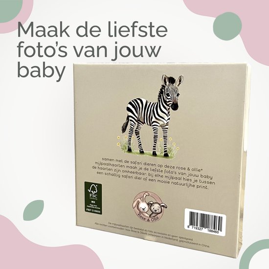 Rose & Ollie Mijlpaalkaarten baby - Safari- babyshower - kraamcadeau van Rose & Ollie — afbeelding 2