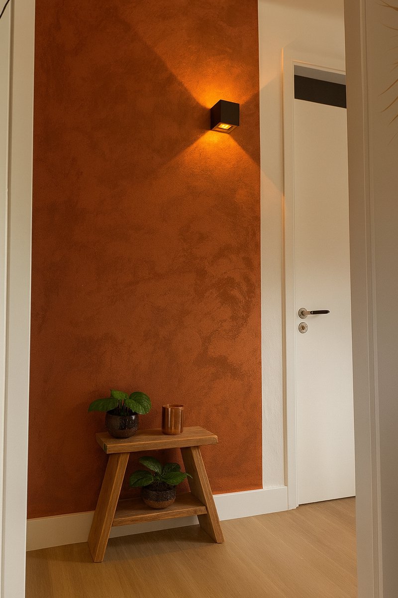 Zand Effect Verf - Terracotta - 1L - Decoratieve Muurverf + gratis professionele kwast