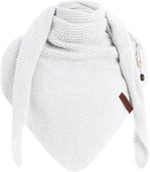 Châle tricoté Knit Factory Coco - Écharpe Driehoek femme - Écharpe femme - Écharpe hiver - Étole - Écharpe laine - Écharpe Witte - Wit - 190x85 cm - Avec épingle décorative