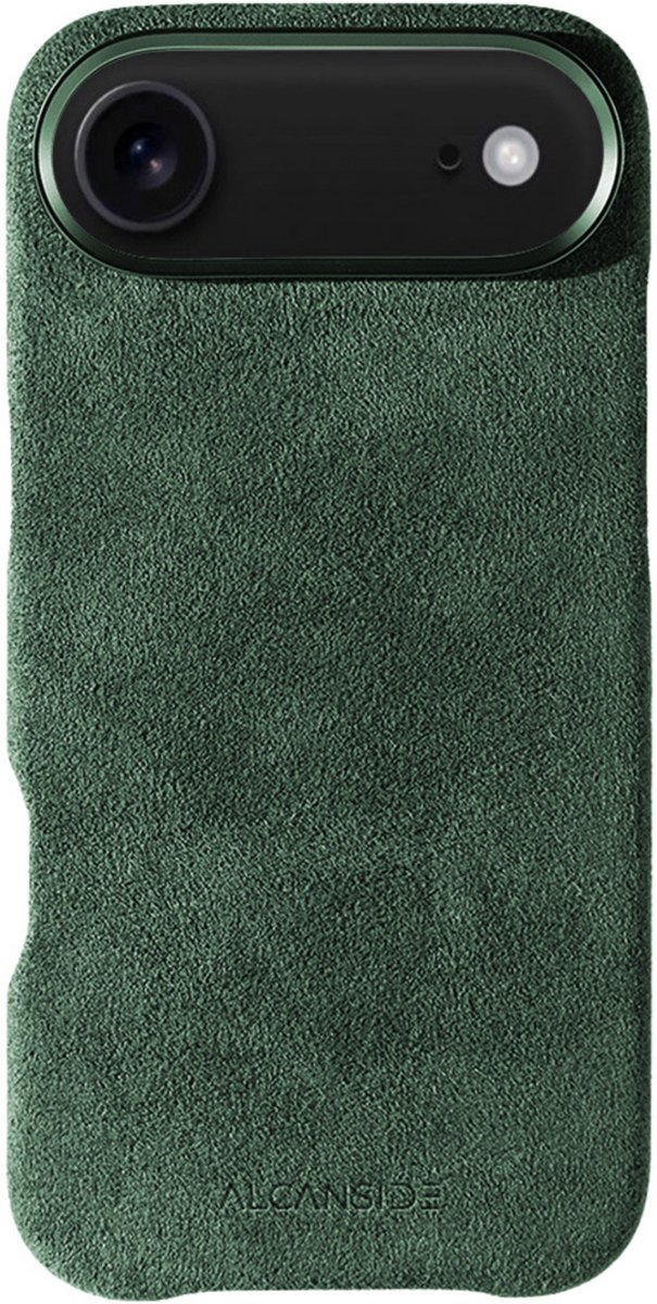 Alcanside Luxe Hoesje geschikt voor Apple iPhone 17 Air – Magsafe 360° Shock Proof Telefoonhoesje – Premium Alcantara Case – 100% Optimale Bescherming – Midnight Green