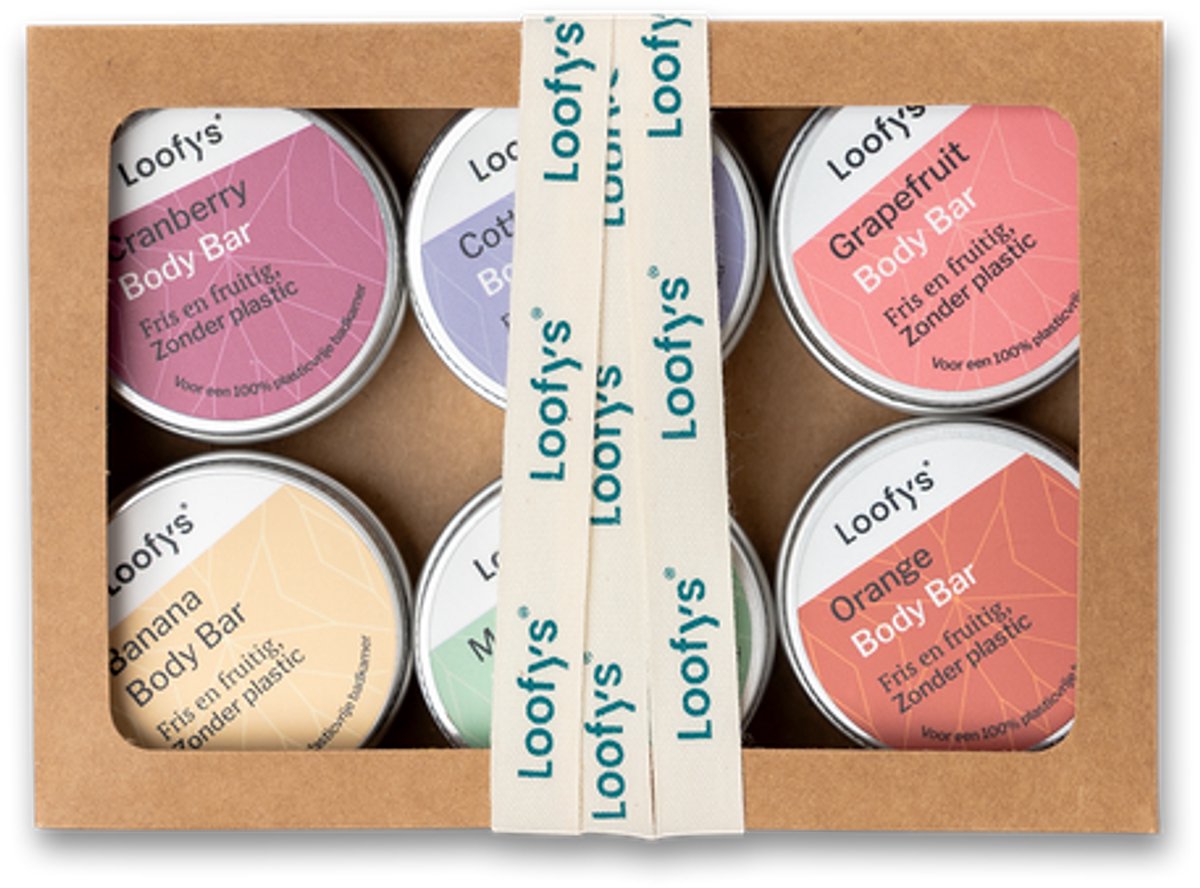 Loofys Body Bar Miniset – Duurzame cadeauset – Natuurlijk & 100% plasticvrij – 6x 15g