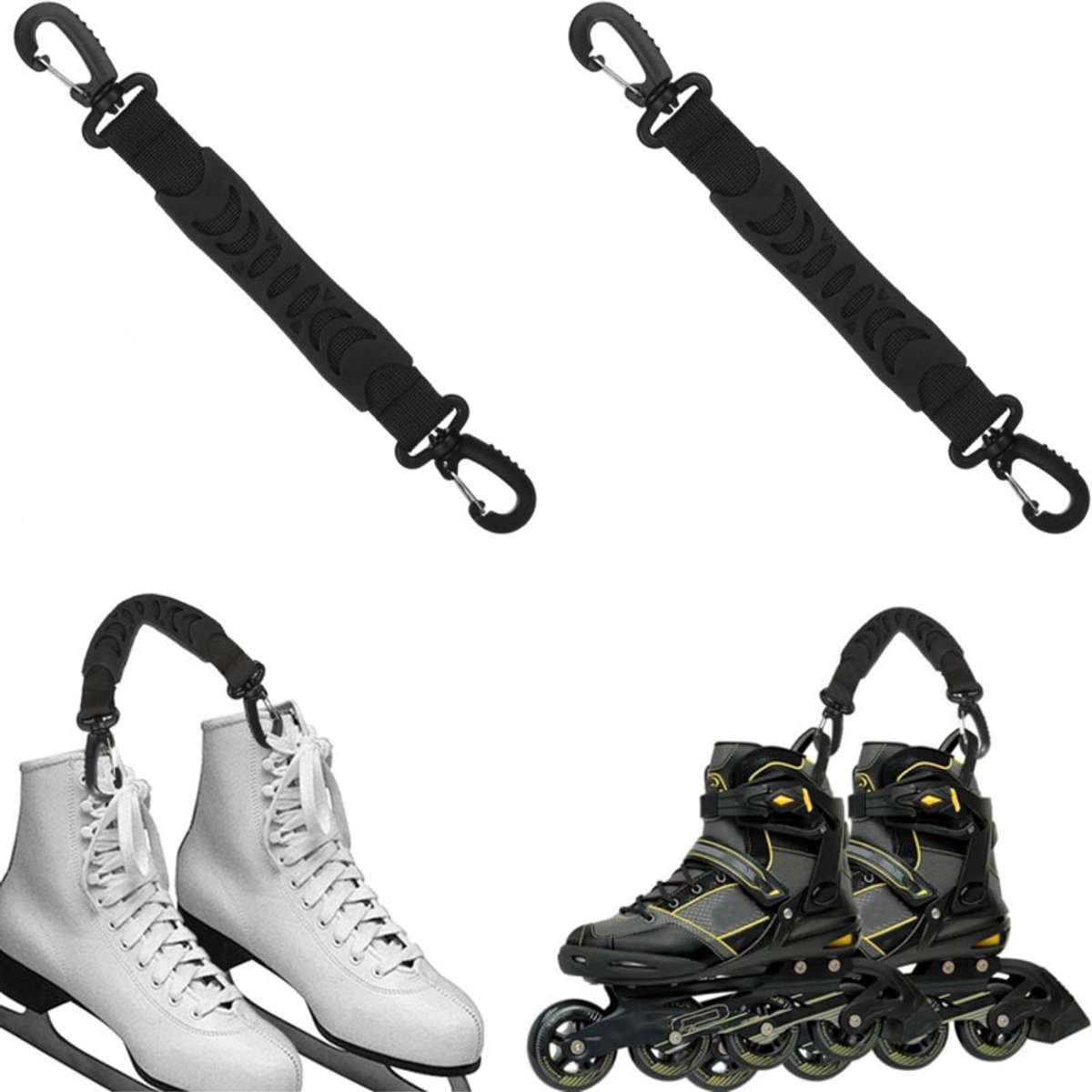 2 stuks Inline skate haak Rolschaats draaggereedschap Winterski accessoire – 2 5*30 cm Geschikt voor rolschaatsen inline skates en rolschaatsen Zwart