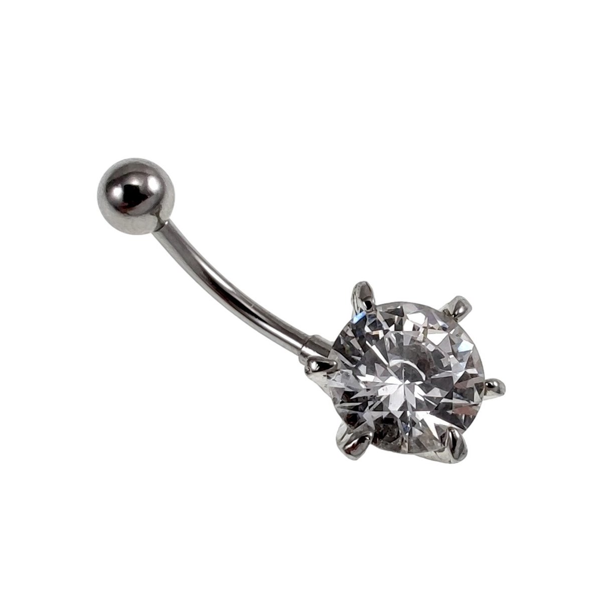 Navelpiercing met 10mm Transparante Zirkonia - Chirurgisch Staal