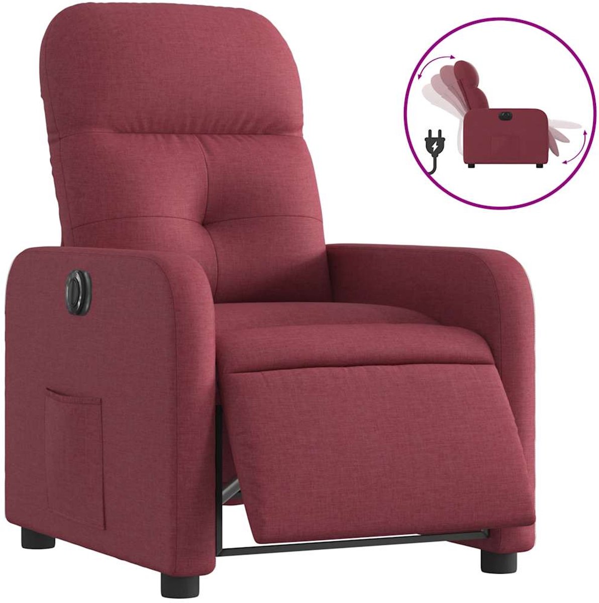 vidaXL Fauteuil - verstelbaar - elektrisch - stof - wijnrood