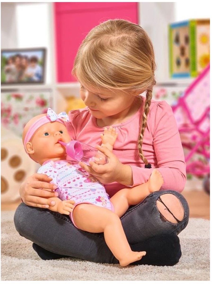 Simba - New Born Baby - Babypop - 43 cm - slapende ogen - roze - drink en plasfunctie - babypop — afbeelding 15