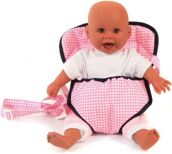 Bayer chic poppendraagzak – roze/wit