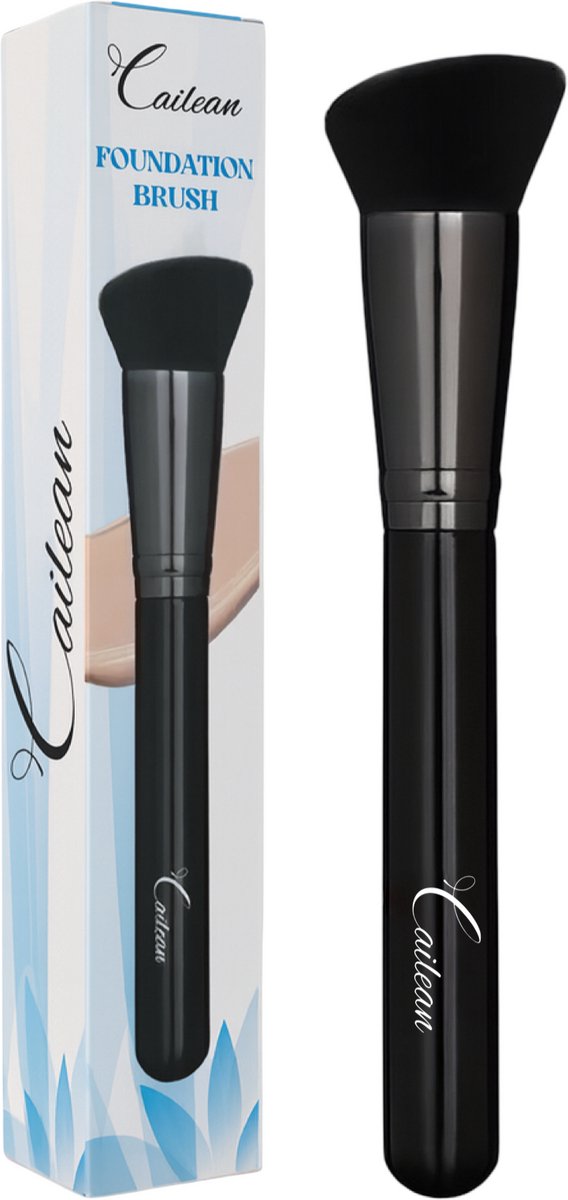 Cailean - Foundation Brush - Schuin - Zwart - 1 Stuk - 17 cm - Beauty - Foundation Kwast - Soft Touch - Make-up