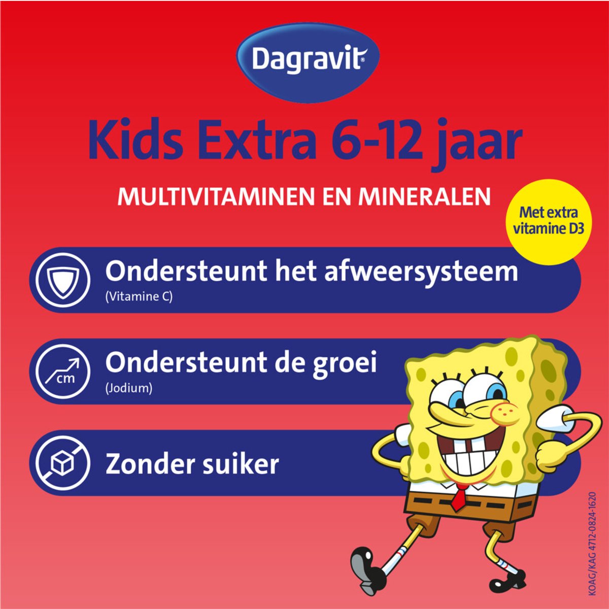 Dagravit - Multivitamine Kids Extra 6-12 Jaar Spongebob - 2 x 60 kauwtabletten - Voordeelverpakking