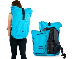 YØT® flightbag & regenhoes – 40–80L – waterafstotend nylon – flightbag voor backpack – rolltop sluiting – blauw