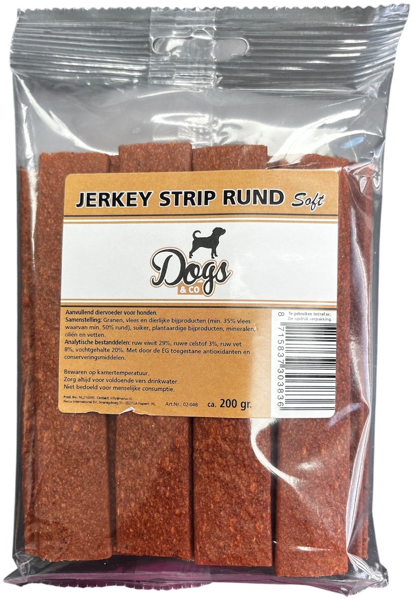 Dogs&Co® Jerkey strips rund 200gram (zakje)
