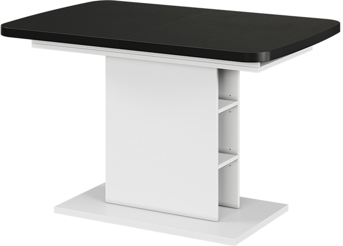 Vicco Eettafel Fenaro, Zwart/Wit, 120-160 x 80 cm met open compartimenten