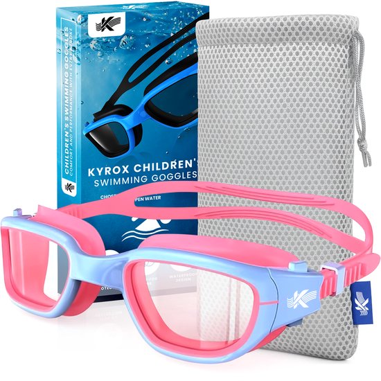 Lunettes de natation pour enfants Kyrox - Lunettes de plongée pour enfants - 6-15 ans - Sac en filet inclus - Antibuée - Protection UV - Violet