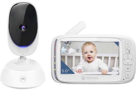 Motorola Nursery Baby guard Babyfoon met Camera VM75 - Baby Monitor met 5-Inch Ouder Unit - Baby Monitor met Infrarood Nachtzicht, Digitale Zoom, Tweeweg Communicatie en Slaapliedjes - Kunststof - Wit