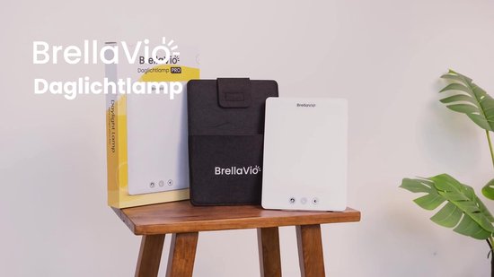 BrellaVio Daglichtlamp PRO - 12.000 Lux - Hout kleur - Incl. Opberghoes - UV-vrije LED Lamp - Daglicht Lampen - Bureaulamp - Lichttherapie Lamp