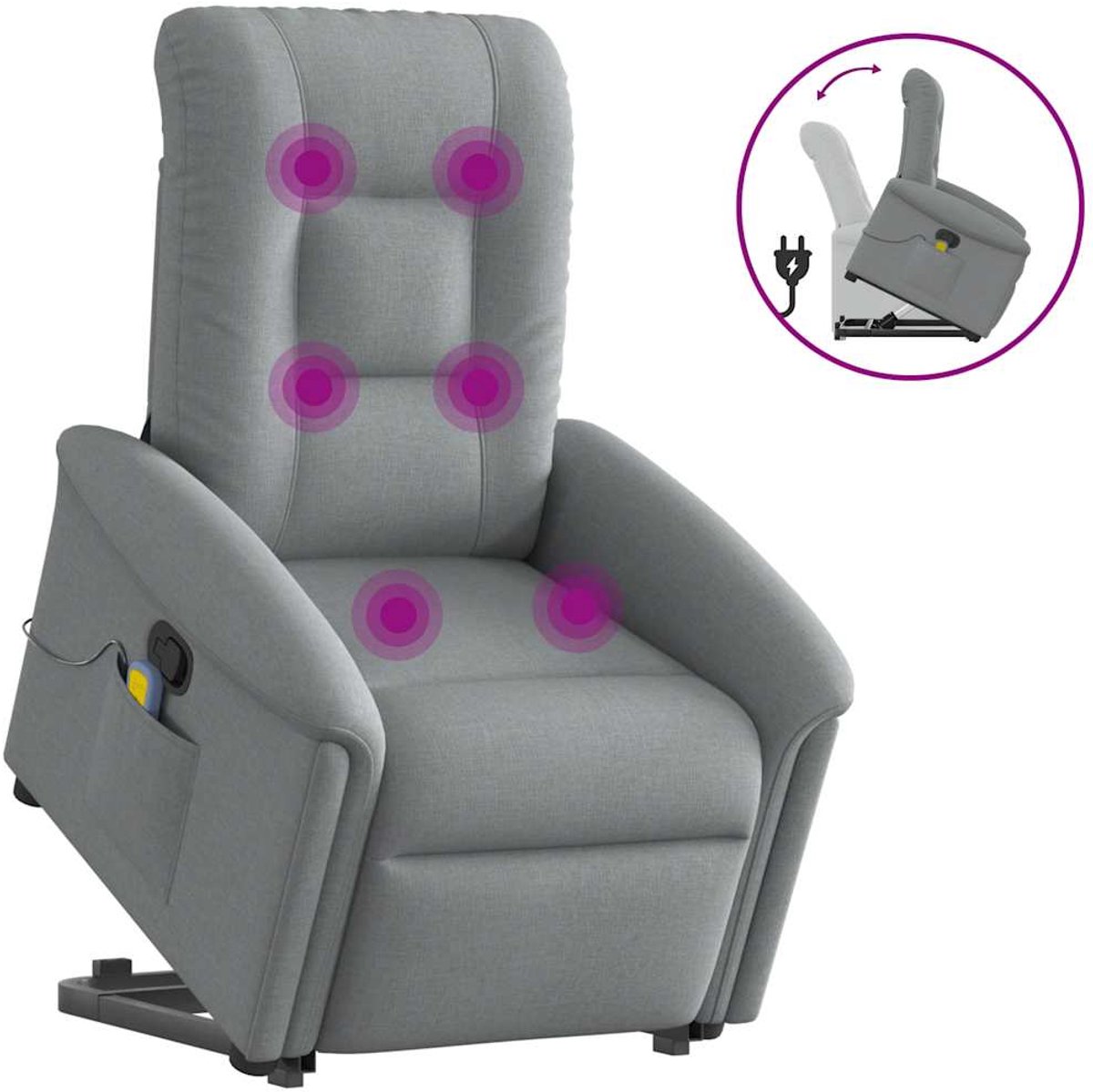 vidaXL Sta-op-massagestoel - verstelbaar - stof - lichtgrijs