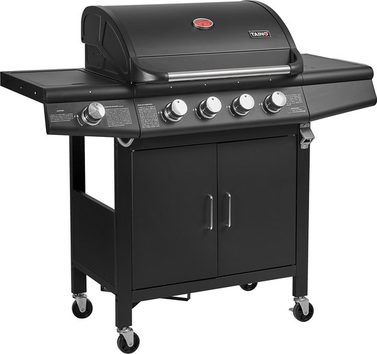 TAINO RED 4+1 gasgrill - trolley BBQ RVS brander gasgrill zwart — afbeelding 3