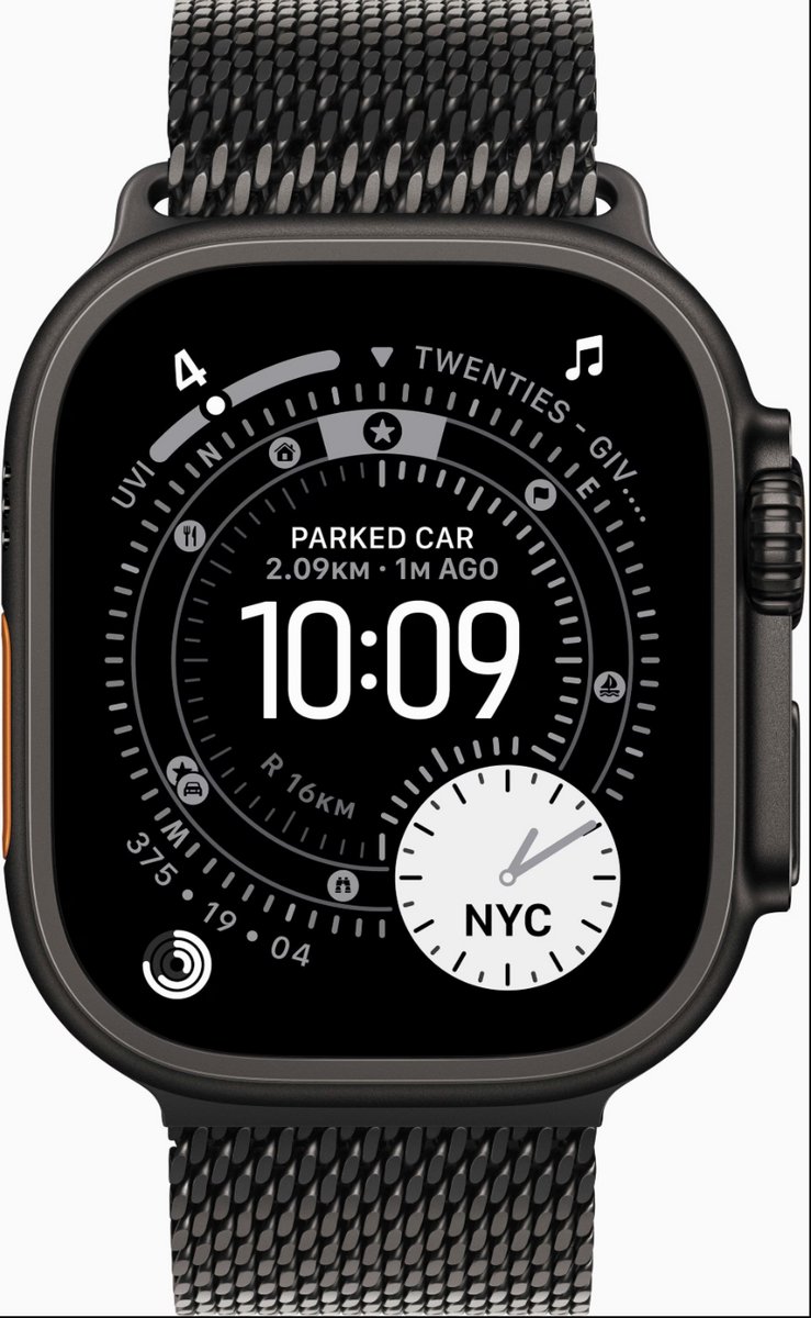 Apple Watch Ultra 3 GPS + Cellular - 49mm Black Titanium Case - Black Titanium Milanese Loop - Large Smartwatch Black