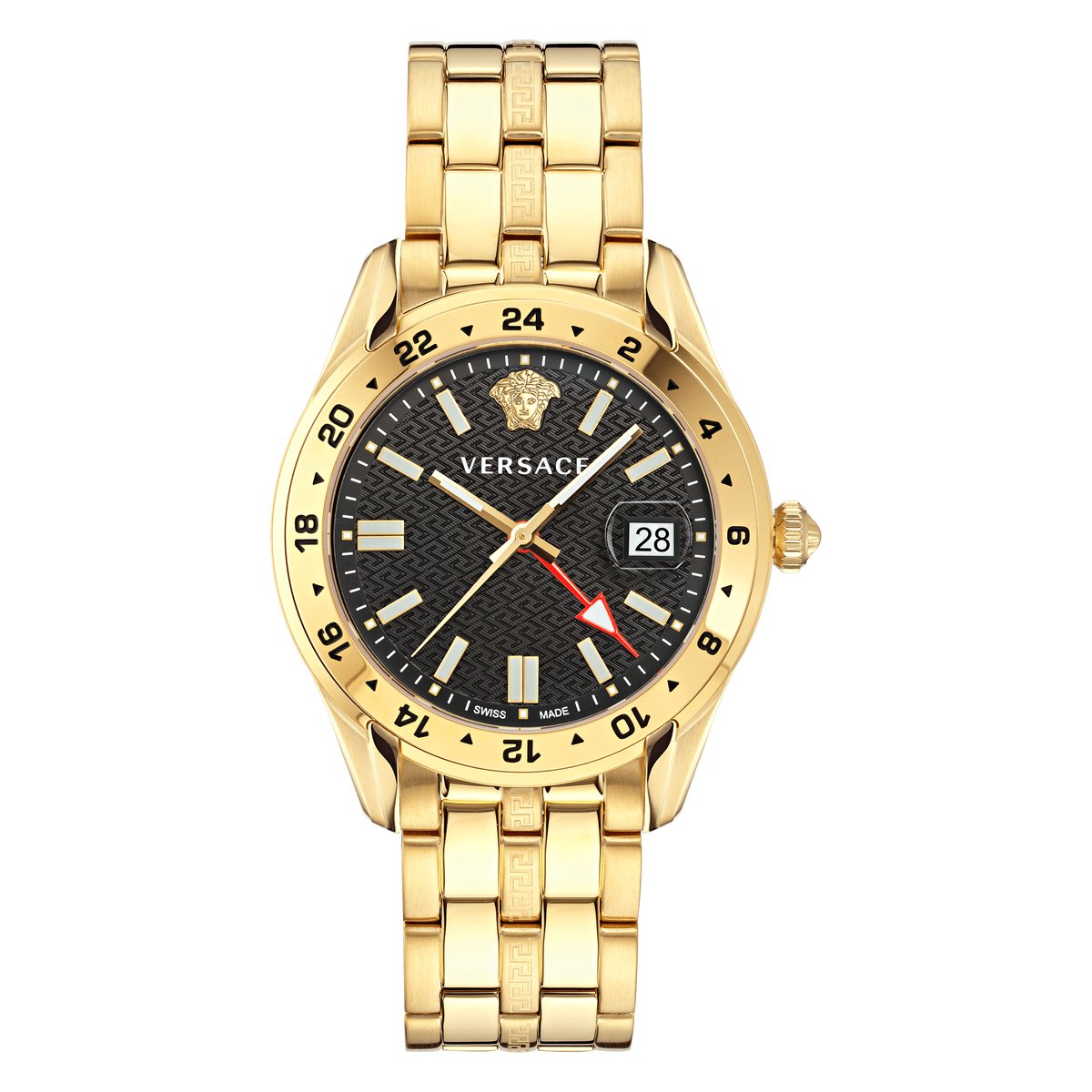 Versace Greca Time GMT VE7C00723 Horloge - Staal - Goudkleurig - Ø 41 mm