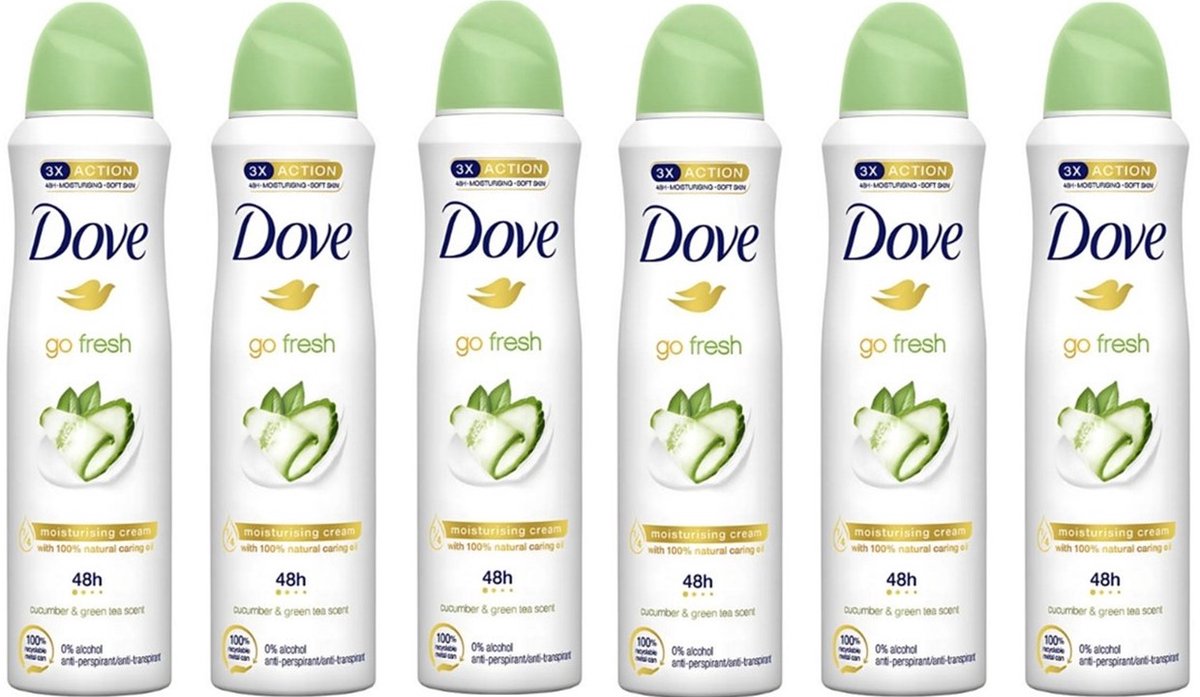 Dove Go Fresh Cucumber & Green Tea Women - 6 x 150 ml - Deodorant Spray - Voordeelverpakking