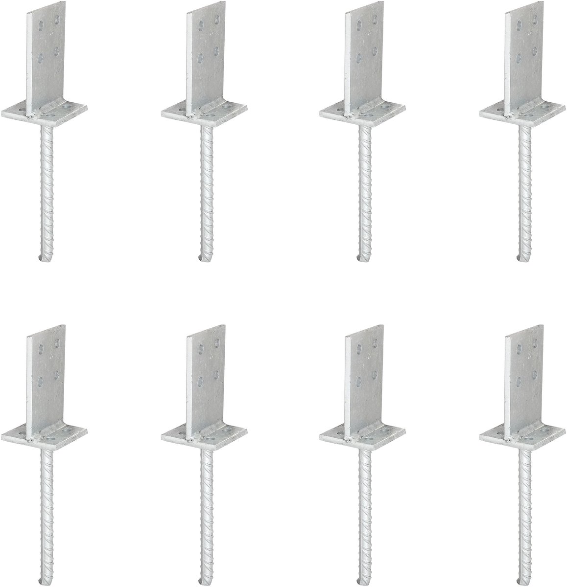 Alberts 8 x T-paaldrager mit Steg, Steg 130x80 mm, thermisch verzinkt, voor inbetonneren, betonanker Ø16x200 mm, plaat 80 mm